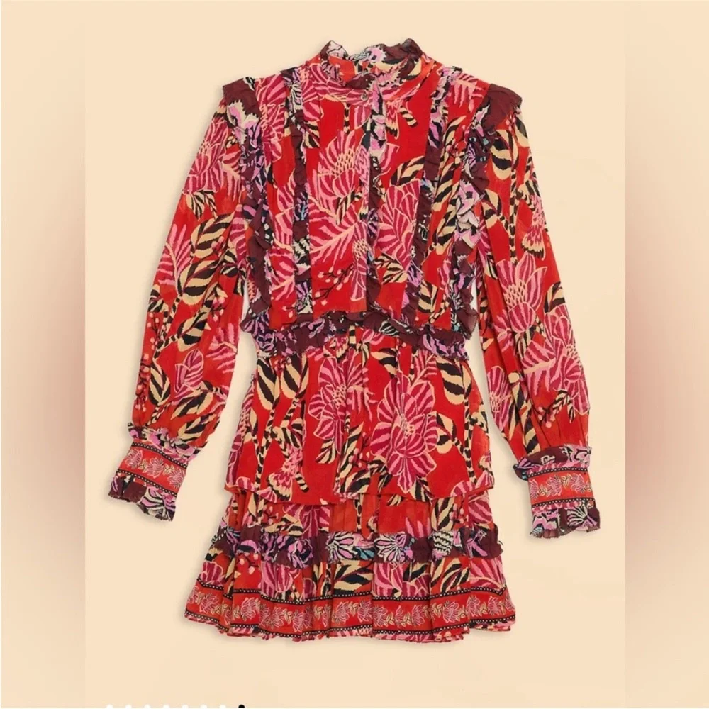 Farm Rio Mixed Floral Ruffle Mini Dress - Picture 8 of 8